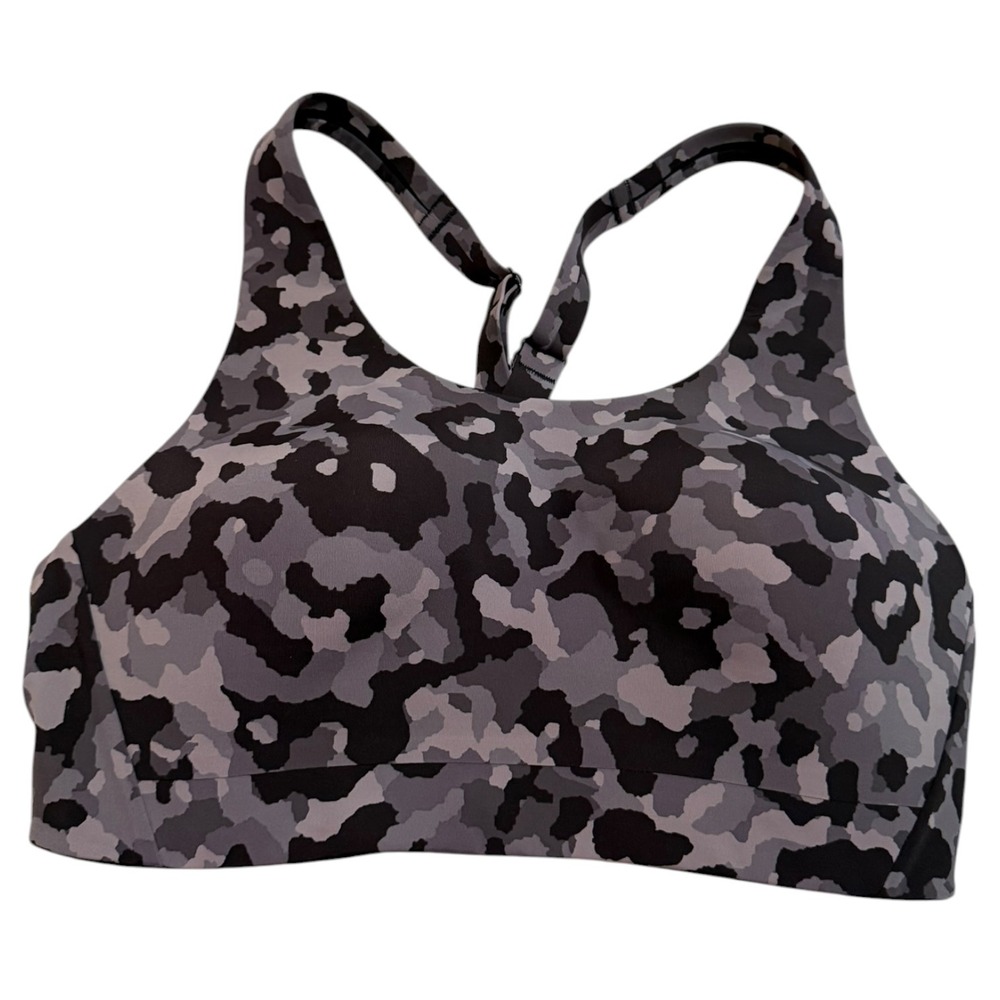 Athleta‎ Camo Print Sports Bra Grey Black Adjustable Racerback 34C